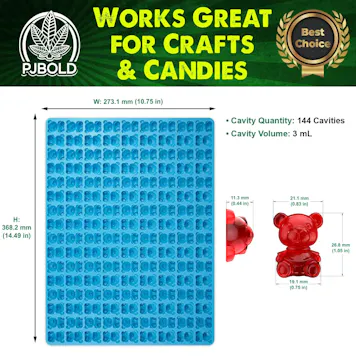 Photo of Bear Silicone Mold, 3mL, 144 Cavity, Half Sheet, Blue