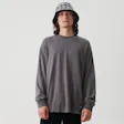 Product image for Afends Mens Essential - THC Essentials - Hemp Retro Long Sleeve T-Shirt - Steel