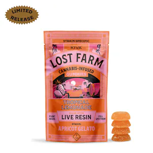 Photo of 20mg Lost Farm 'Tropical Lemonade x Apricot Gelato' Gummies 200mg THC total
