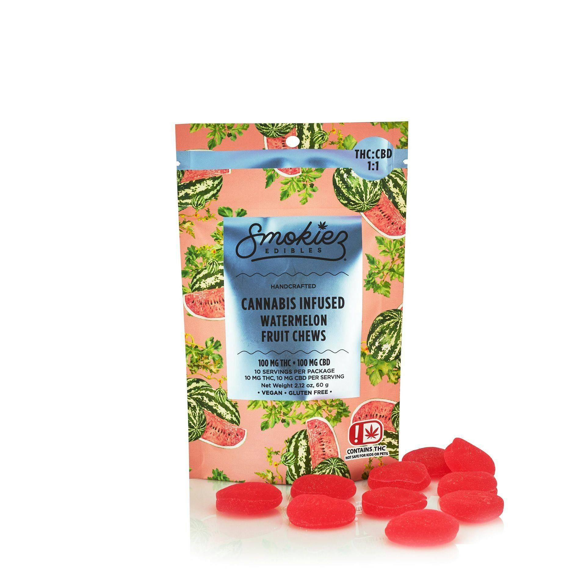 Smokiez Edibles Watermelon 11 THCCBD MultiPiece Fruit Chews 100mg