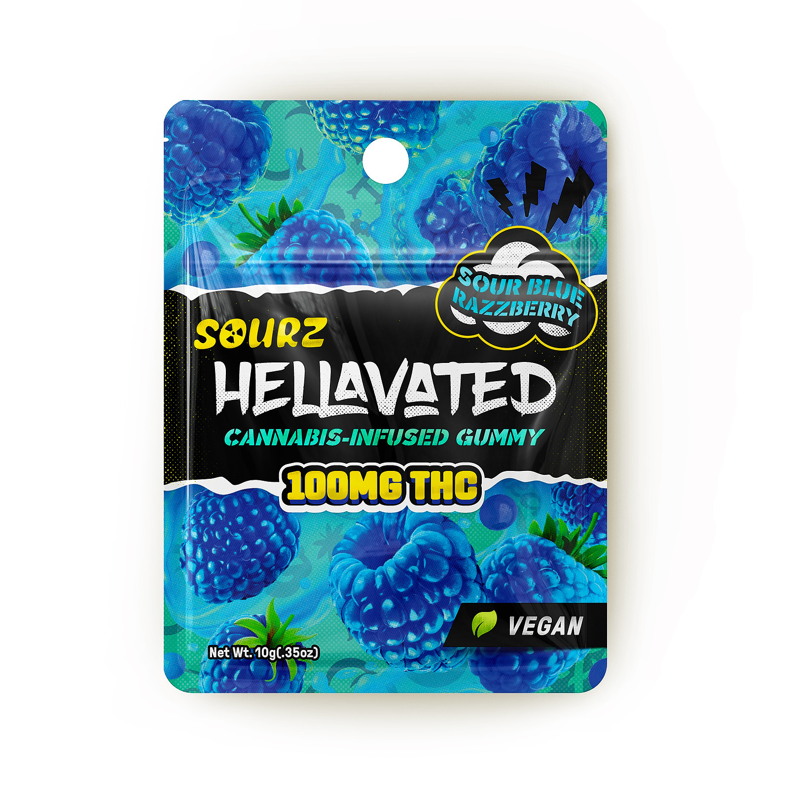 Hellavated: Sour Blue Razzberry (1pc) Sour Gummiez 100mg | Leafly