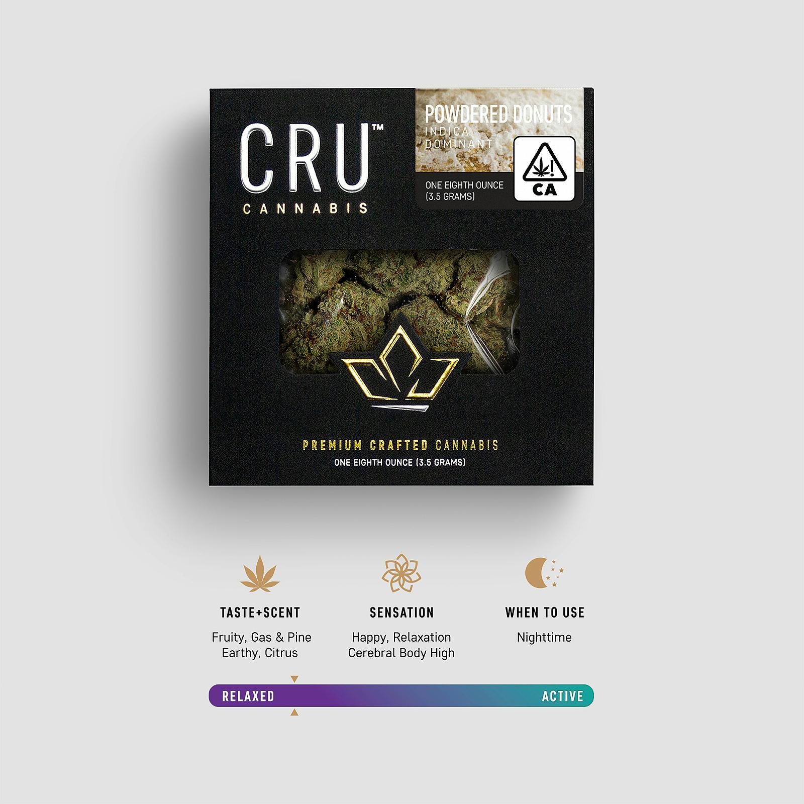 CRU Cannabis Powdered Donuts 3.5G Indica Flower Leafly