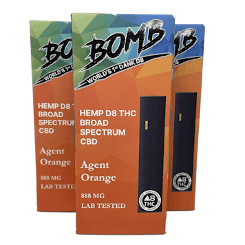 Photo of BOMB Agent Orange Live Resin Hemp D-8-THC Disposable Vaporizer
