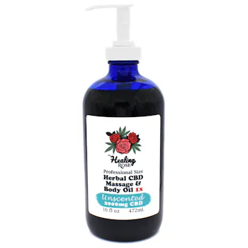 Photo of 16oz PRO Size Unscented 1X Herbal Massage & Body Oil (2000mg CBD)