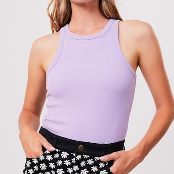 Photo of Afends Womens Lydia - THC Essentials - Hemp Ribbed Singlet - Orchid