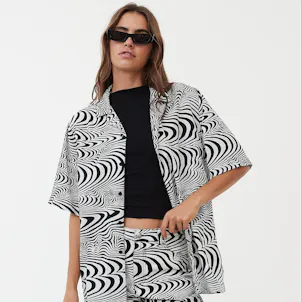 Photo of Afends Unisex Broccoli - Unisex Hemp Cuban Short Sleeve Shirt - Black