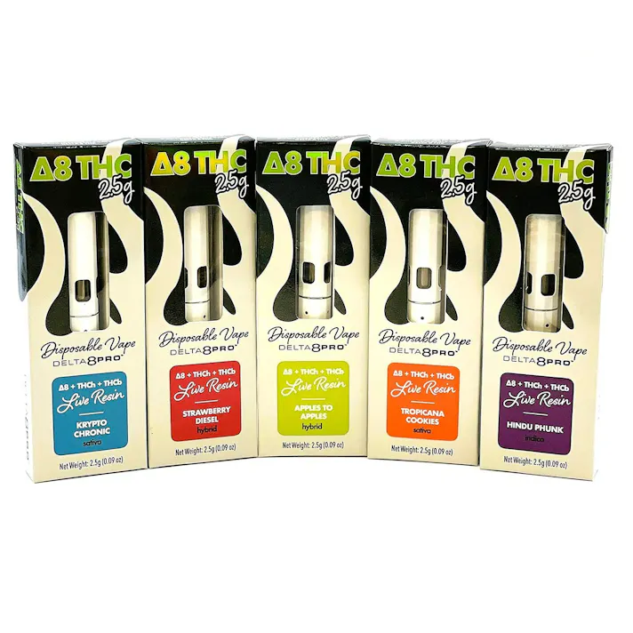 Delta 8 Pro: 2.5mL Live Resin Disposable (Delta-8, THCh, THCb) - 5 Flavor  Bundle | Leafly