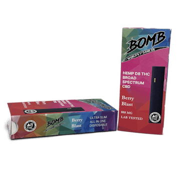 Photo of BOMB Berry Blast Live Resin Hemp D-8-THC Disposable Vaporizer