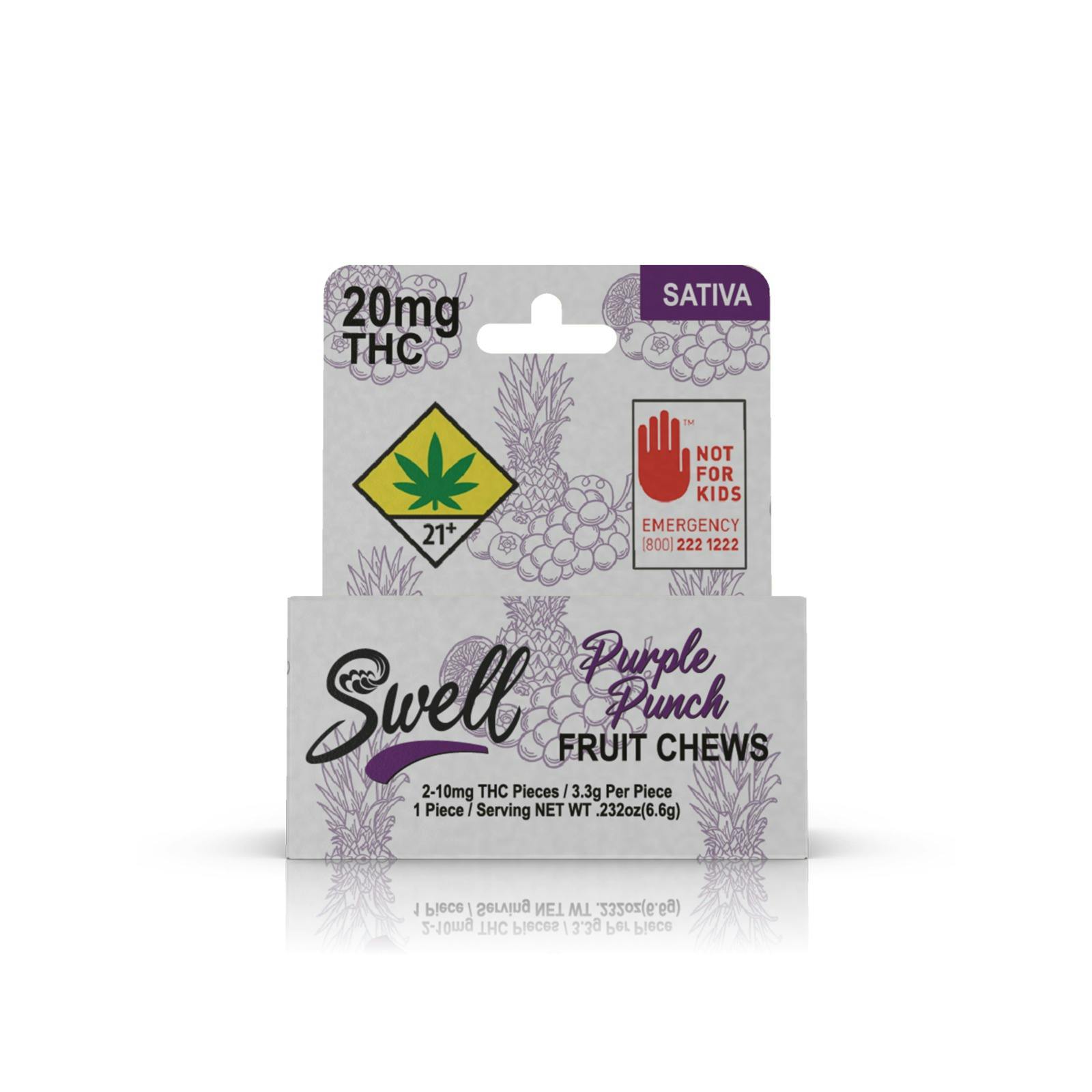 Swell Edibles Sativa Purple Punch Fruit Chews 20mg 2pack Leafly