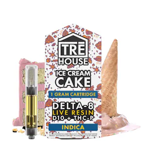 Photo of TRE House Delta-8 Live Resin Vape Cartridge | Ice Cream Cake (Indica)