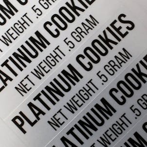Photo of 100 Platinum Cookies Medical Marijuana Stickers By Shatter LabelsRX Strain Flavors for 0.5G STS-008