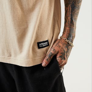 Photo of Afends Mens Classic - THC Essential - Hemp Retro T-Shirt - Bone