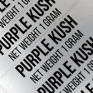 Photo of 100 Purple Kush Medical Marijuana Shatter Labels Stickers RX Strain Flavors for 1.0G STS-006