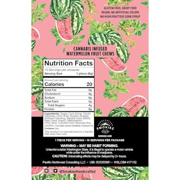 Photo of Watermelon Hybrid 100mg THC Fruit Chews - Washington