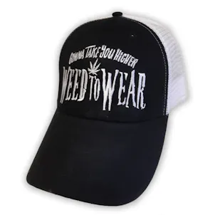 Photo of TRUCKER BLACK/WHITE MESH, WEED TO WEAR HIGHER, UNISEX CAP