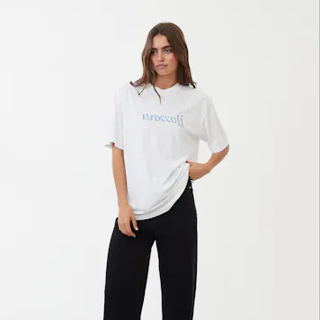 Photo of Afends Unisex Broccoli - Unisex Hemp Retro T-Shirt - White