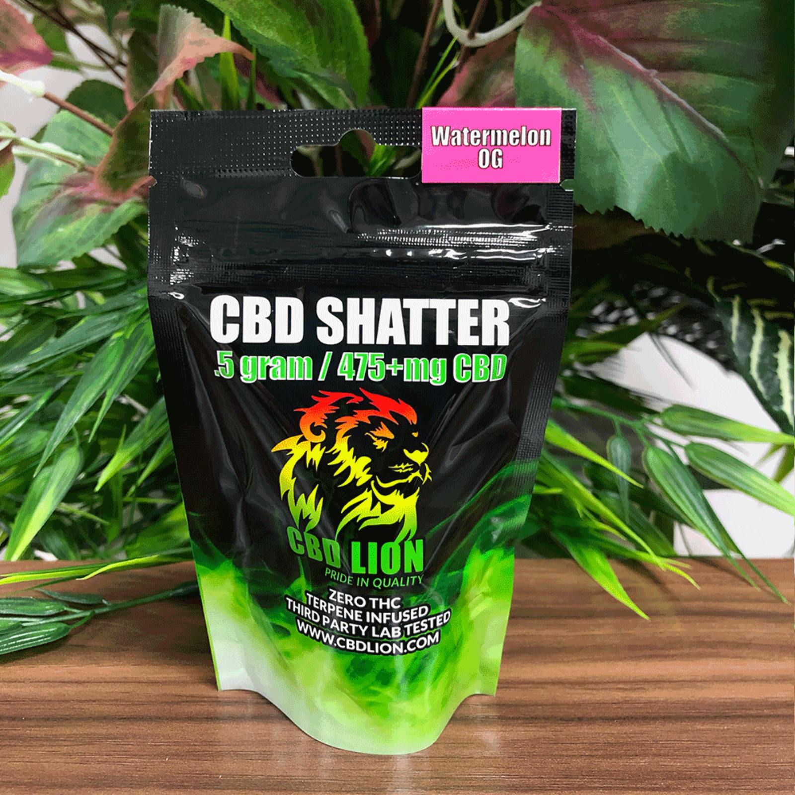 CBD LION 0.5g Watermelon CBD Shatter Leafly