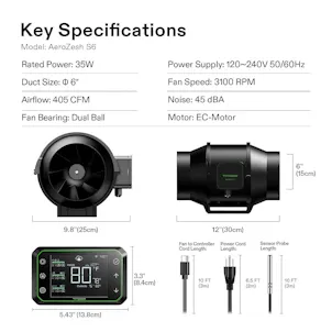 Photo of VIVOSUN 6-Inch 405 CFM AeroZesh Smart Inline Duct Fan Kit with GrowHub E42A