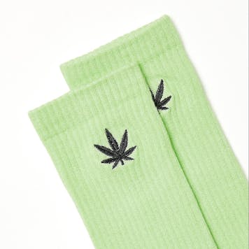 Photo of Afends Unisex Happy Hemp - THC Essentials - Crew Socks - Lime Green