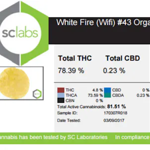 Photo of White Fire (WiFi) #43 Organic Flower Rosin