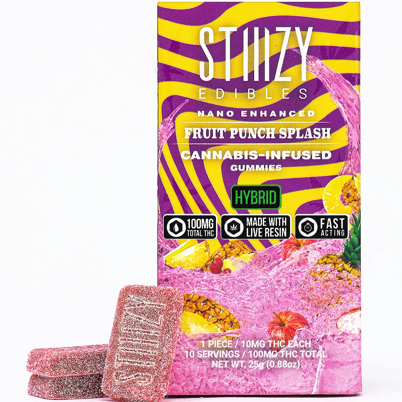 STIIIZY FRUIT PUNCH SPLASH STIIIZY EDIBLES 100MG GUMMIES Leafly