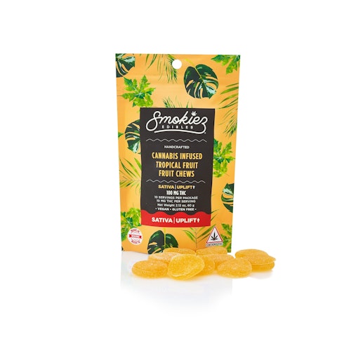 Smokiez Edibles: Smokiez SATIVA Tropical Fruit Chews - 100mg 10pk - Maine | Leafly