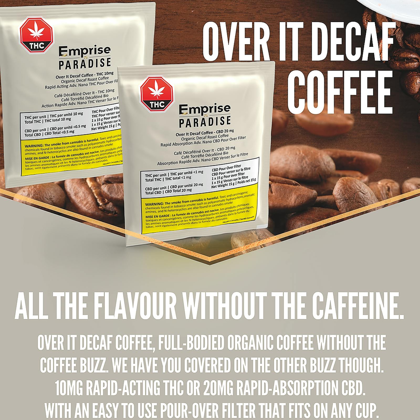 Emprise Canada Over It Organic Decaf Coffee Rapid 20mg CBD Leafly