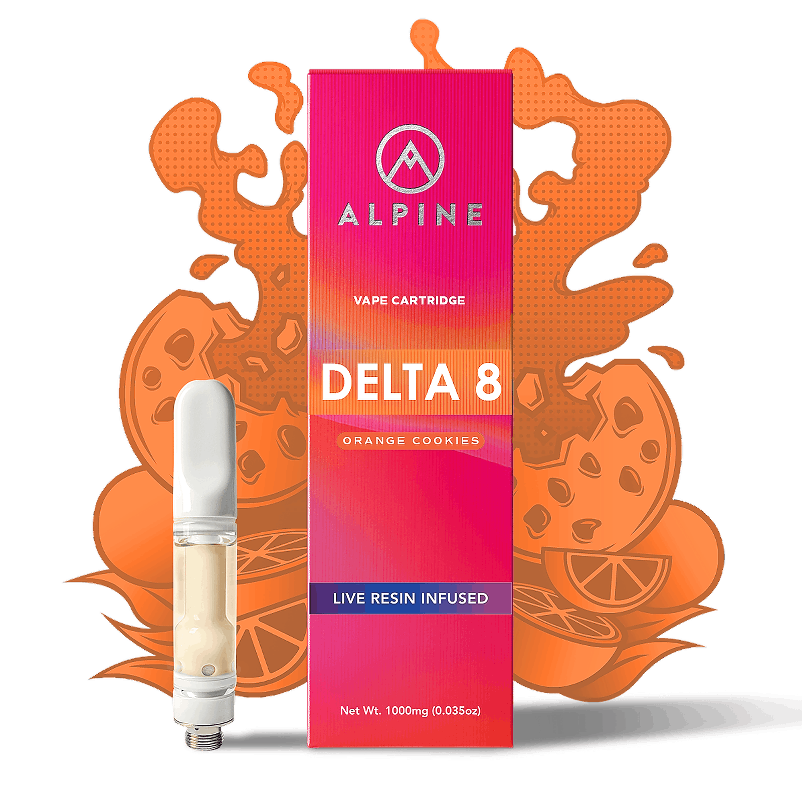 Alpine Vapor Hemp Alpine Live Resin Infused Delta 8 Cartridge Orange