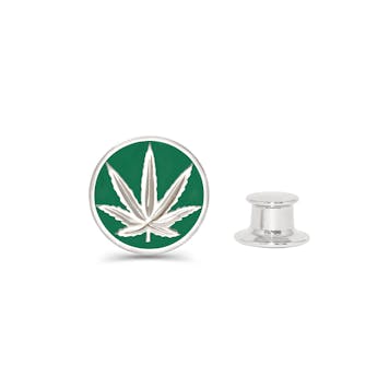 Photo of Sterling Silver Sativa Leaf Green Enamel Fashion/Lapel Pin