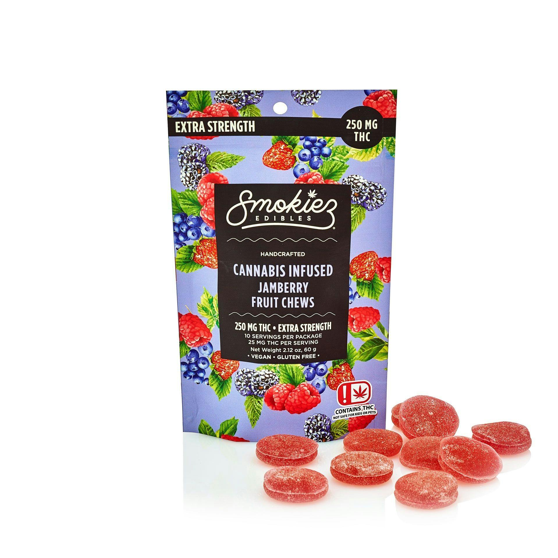 Smokiez Edibles Jamberry Fruit Chews, 250mg THC OK Leafly