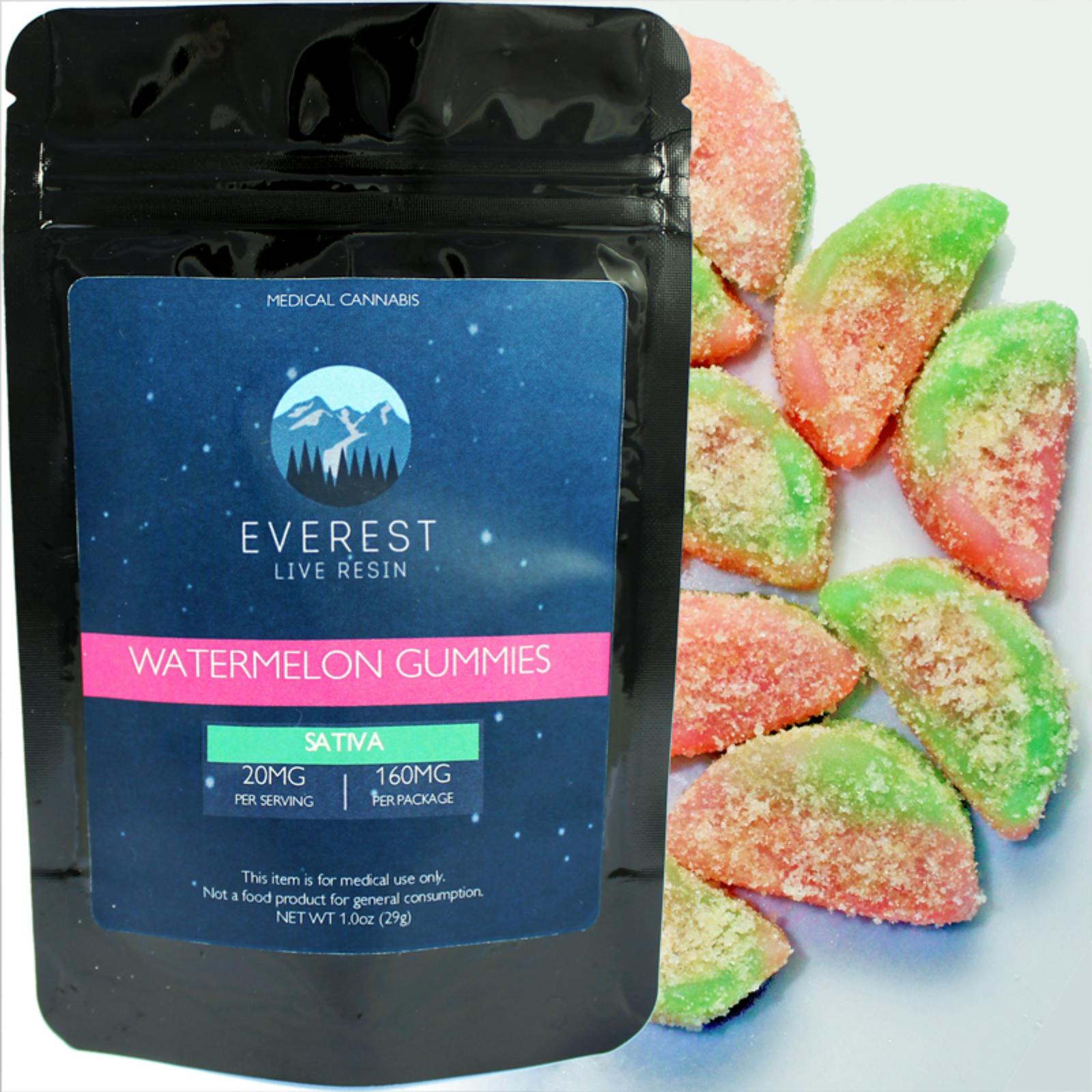Everest Concentrates Watermelon Gummies, Sativa 160mg THC Leafly