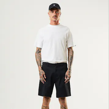 Photo of Afends Mens Chess Club - THC Essentials - Hemp Relaxed Shorts - Black