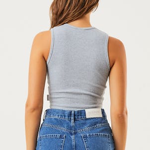 Photo of Afends Womens Dalston - THC Essentials - Hemp Ribbed Tank - Shadow Grey Marle