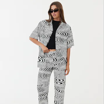 Photo of Afends Unisex Broccoli - Unisex Hemp Cuban Short Sleeve Shirt - Black