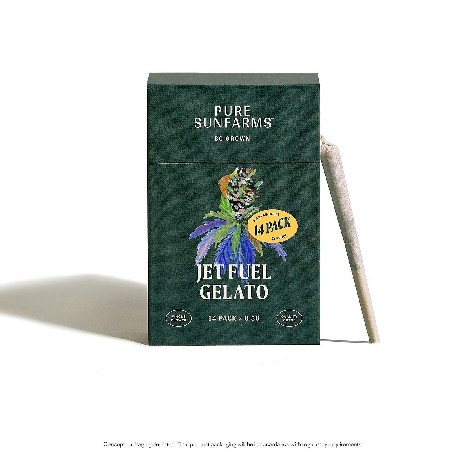 Pure Sunfarms Jet Fuel Gelato 0.5g PreRolls (14pack) Leafly