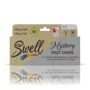 Photo of 1:1 CBD/Hybrid Mystery Fruit Chews 200mg 10-pack