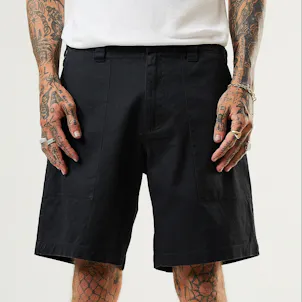 Photo of Afends Mens Chess Club - THC Essentials - Hemp Relaxed Shorts - Black