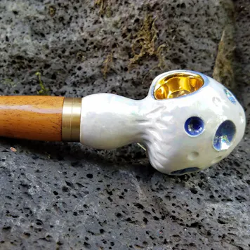 Photo of Hybrid Pipe w/Ceramic and Koa Wood and Gold Bowl (4 3/4 in, 12 cm)