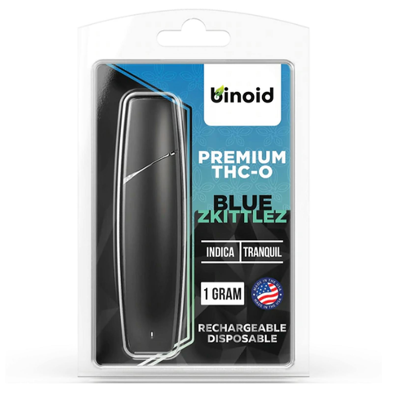 Binoid THCO Rechargeable Disposable Vape Blue Zkittlez Leafly